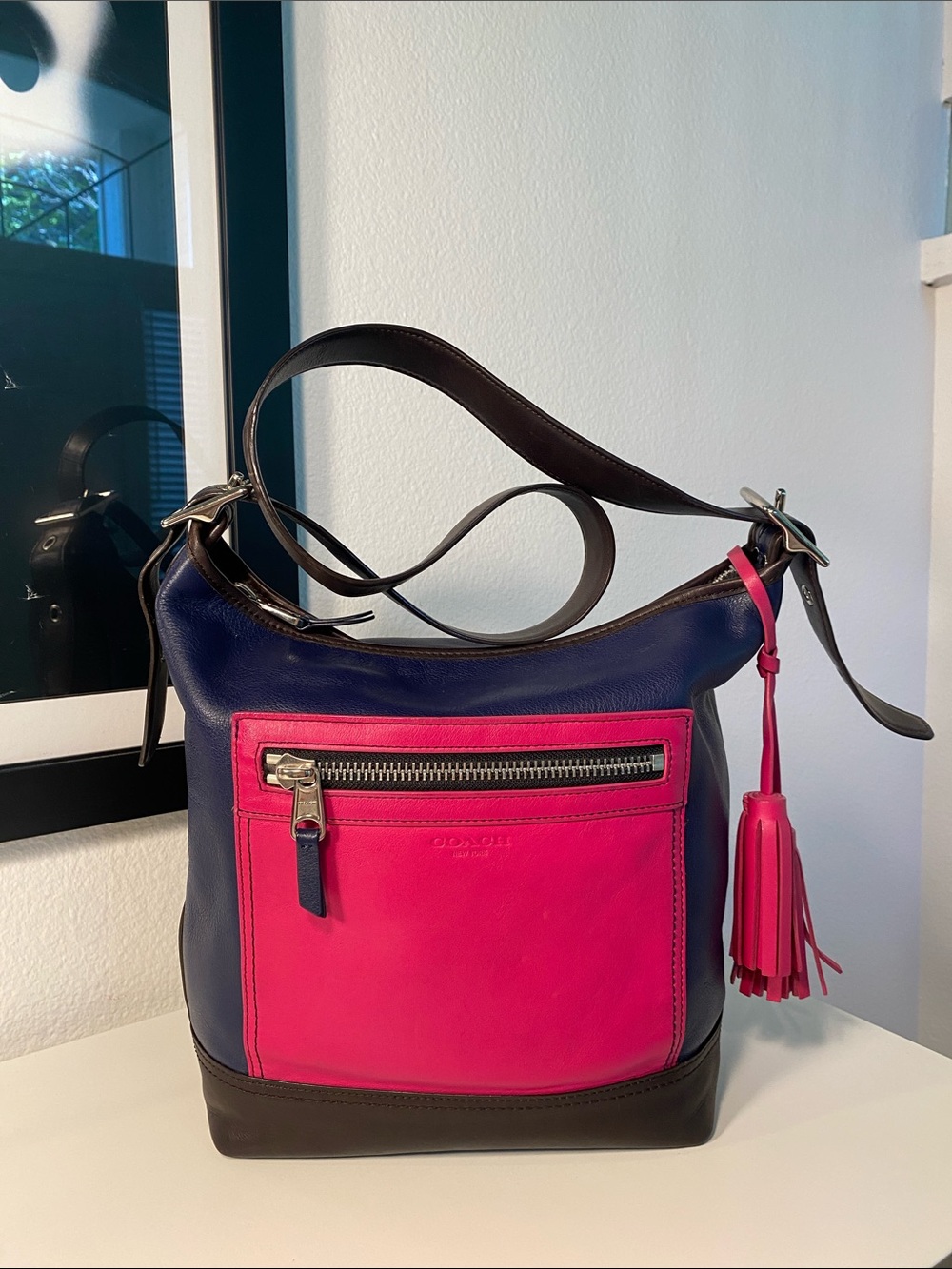 COACH Legacy Color Block Leather Duffle Shoulder Bag